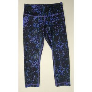 Lululemon Women's Wunder Under Crop ll Purple Iris Floral Print‎ Leggings Size 6